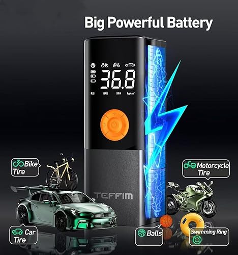 Miniatura 2 de Compresor de aire portátil para inflador de neumáticos, bomba de aire para automóvil con medidor de presión,Inflador de neumáticos para bomba de