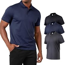 3 Pack Mens Polo Shirt Quick Dry Short Sleeve Golf Shirt Moisture Wicking Sports Casual Collar T Shirt