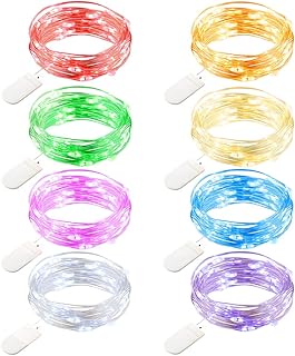 Sponsored Ad - GDEALER 8 Pack 7.2' 20 LED Battery Operated Fairy Lights Mini Copper Wire Firefly String Lights for Bedroom...
