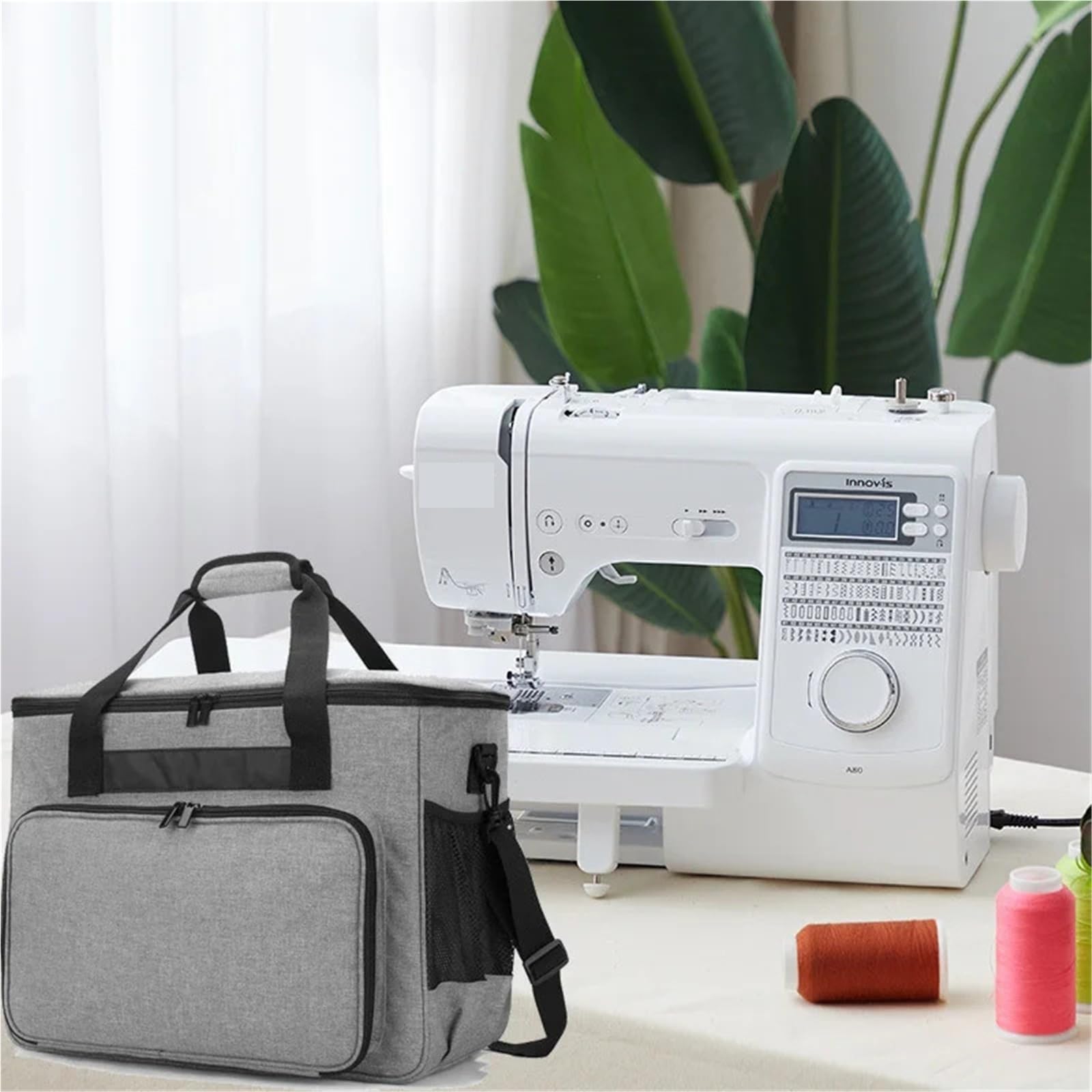 Bolsa de Transporte for máquina Coser portátil, Funda Protectora a Prueba Polvo con Bolsillos for Guardar Hilos(Black)