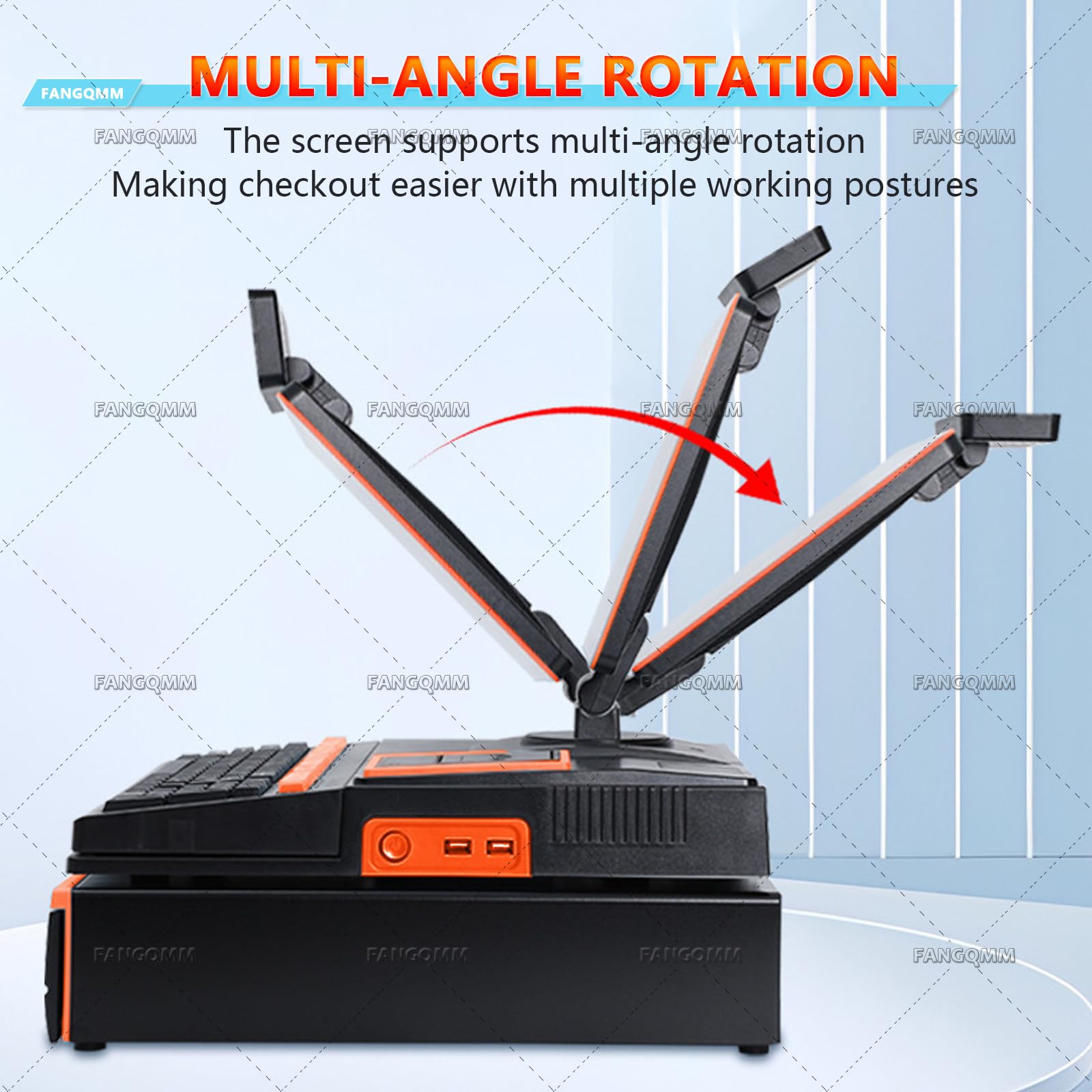 Registratore di Cassa Telematico, Sistem POS con Schermo Tattile 15.6", 8GB + 128GB, Scanner di Codici a Barre, 58mm Printer, Cassa Professionale per Ristoranti e Negozi Blue