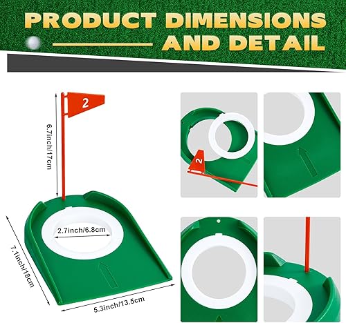 Miniatura 9 de Sotiff Juego de 6 vasos de práctica de golf para entrenamiento de golf, juego de putting verde para interiores, taza de golf con bandera para