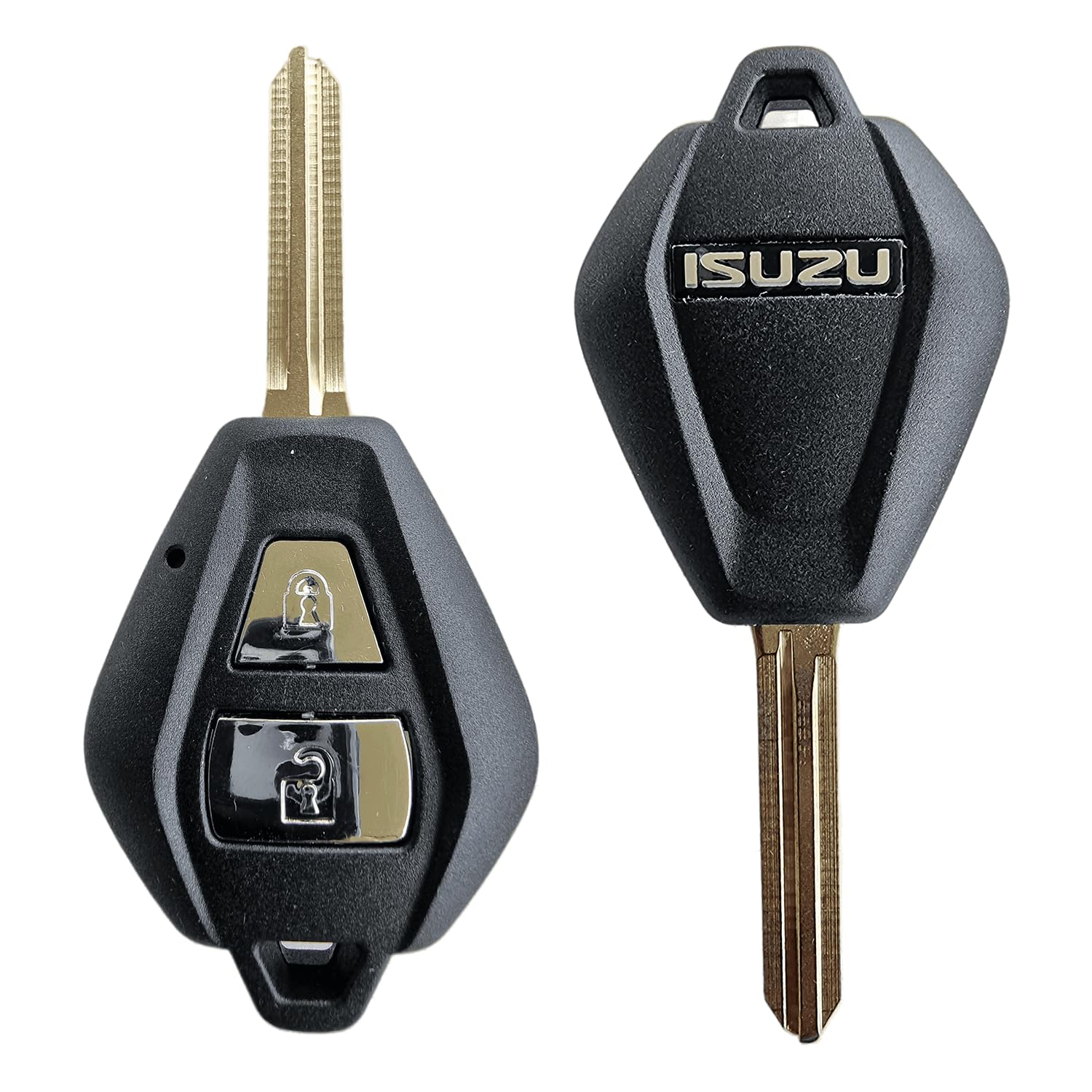 2 Button Remote Key Fob Case and Blade with logo suitable for Isuzu D-Max Rodeo Mu-7 Mu-X Pick Up Car SUV 2008-2018