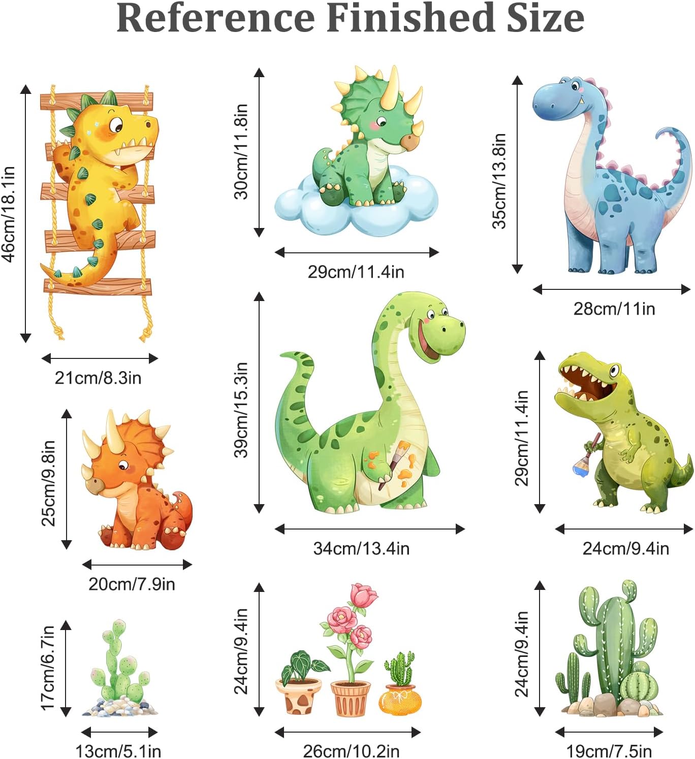 Cartoon Dinosaur Wall Decals Funny Dino Park Stickers image 5