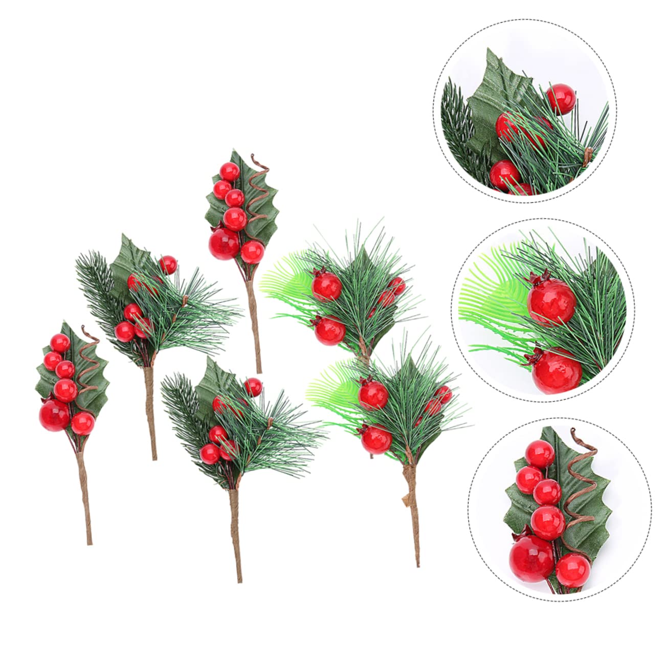 Ciieeo 27piezas Ramas De Baya Simuladas para Decoración Navideña Accesorios De Bricolaje Berries Rojas y Verdes para Fotografía y Manualidades