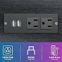 Vista 5 de Soporte de torre de computadora de altura ajustable con estación de carga y puerto de carga USB, carrito de 2 niveles ATX, soporte de PC móvil Negro