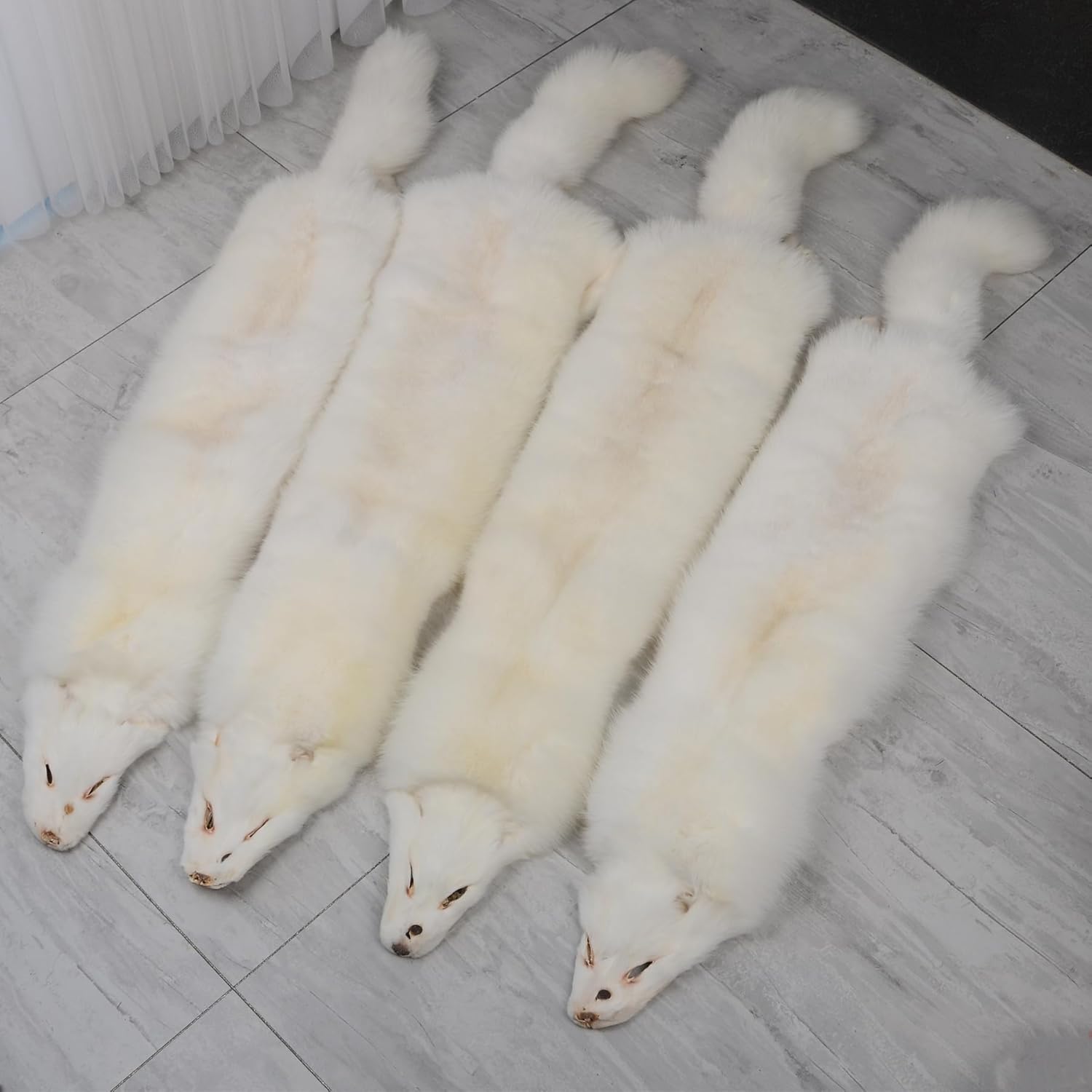 Tanned White Fox Hide Fur Pelt Crafts Fox Skin Fur Taxidermy Decor Graded 1 Quality Full Body Fur Pelt for Fly Tying Crafts Fur Coats Trapping 44-49 inch White