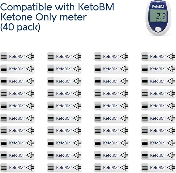 KetoBM Ketone Test Strips, 40pk - NOT Compatible with KetoBM Bluetooth Glucose & Ketone Meter