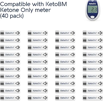 KetoBM Ketone Test Strips, 40pk - NOT Compatible with KetoBM Bluetooth Glucose & Ketone Meter