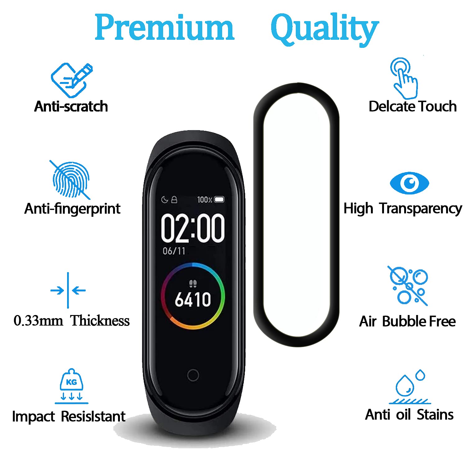 3x Pellicola Schermo In TPU Per Xiaomi Mi Band 5/6 Con Accessori