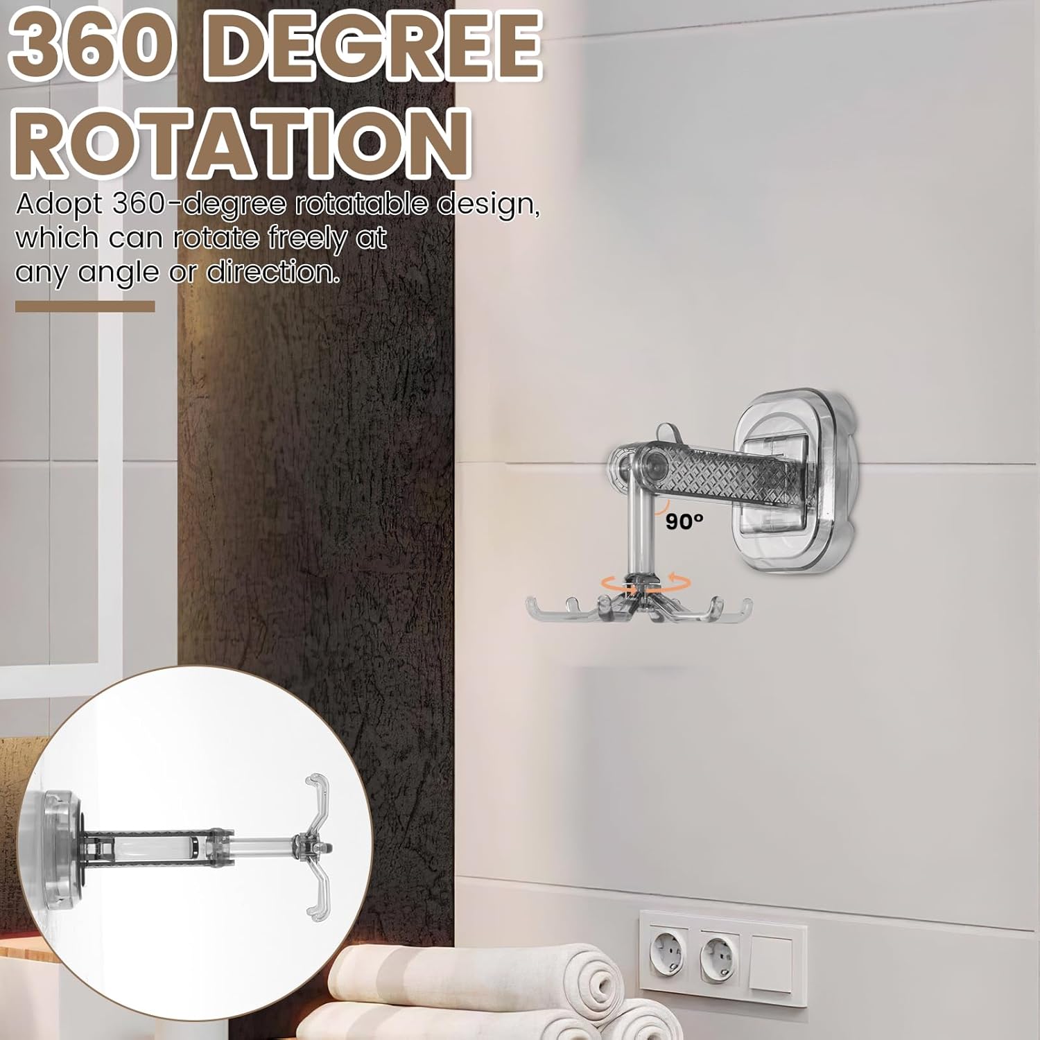 Rotating Folding Hook, Waterproof Kitchens Utensil Hanger 360 Degrees Practical Multipurpose Under Cabinets Hooks Hanging Utensils Rack