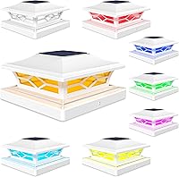 Vista 10 de VOLISUN Luz Solar para Poste Impermeable al Aire Libre: Cambio de Color RGB - Luces Intermitentes de Tapa Solar para Cerca 4 Unidades Blancas