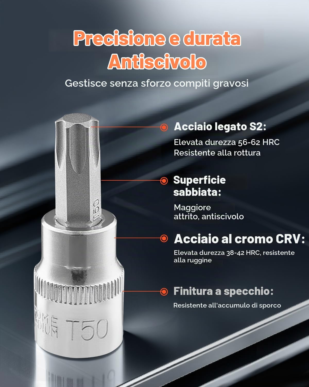 VEVOR Set di Bussole 107 Pezzi SAE e Metriche, Esagonali/Torx/Torx Esterne, Acciaio Legato S2 e Acciaio Cr-V, Attacchi 0,63/0,95/1,27 cm con Custodia di Stoccaggio Migliorata, Uso Manuale