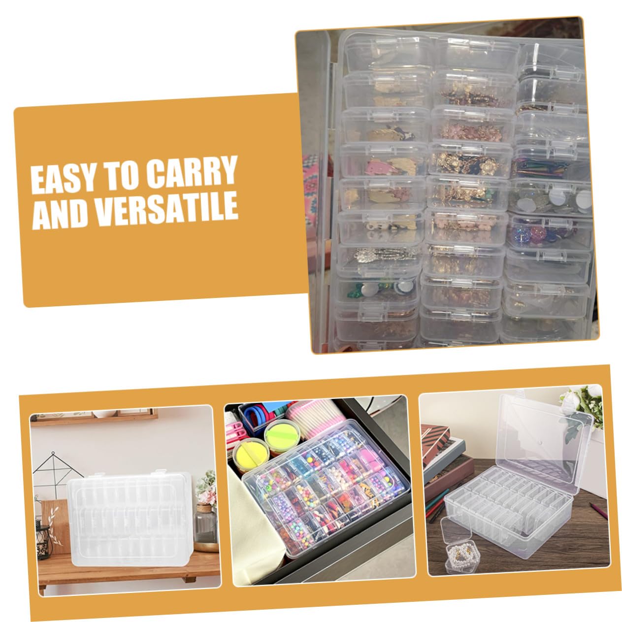 Artibetter 2sätze Kunststoffbox mit Deckel Transparent für Kleinteile Aufbewahrungsbehälter Teilebox Bastelbox Perlenorganizer Mini-schmuckorganizer DIY-projekte