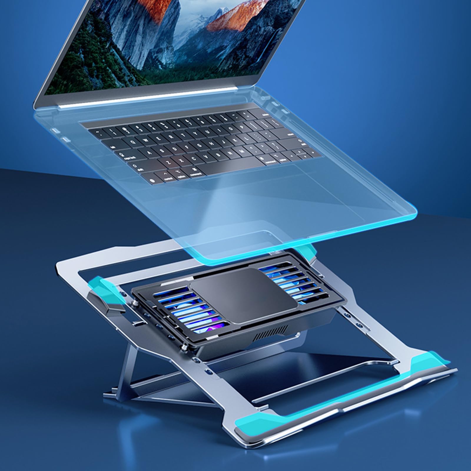 Tappetino raffreddamento per laptop in alluminio Raffreddatori per laptop da gioco Ventola raffreddamento silenziosa Staffa pieghevole per supporti in altezza Accessori Tappetino per la del