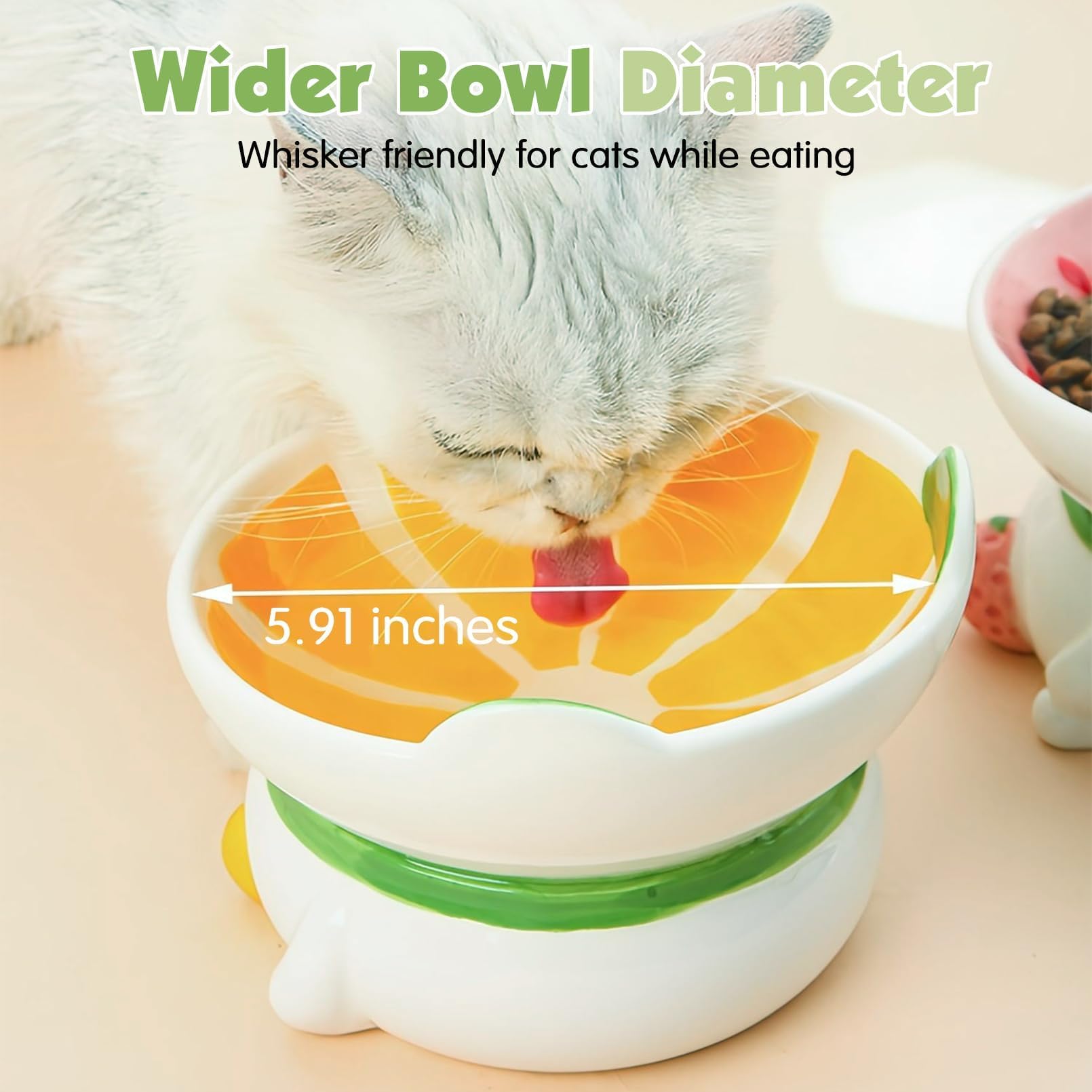 kathson Gamelle surélevée en céramique pour Chat, inclinée à 15°, gamelle surélevée pour Chat Anti-vomissements, gamelles d'alimentation pour Petit Chat avec Support pour protéger la Colonne