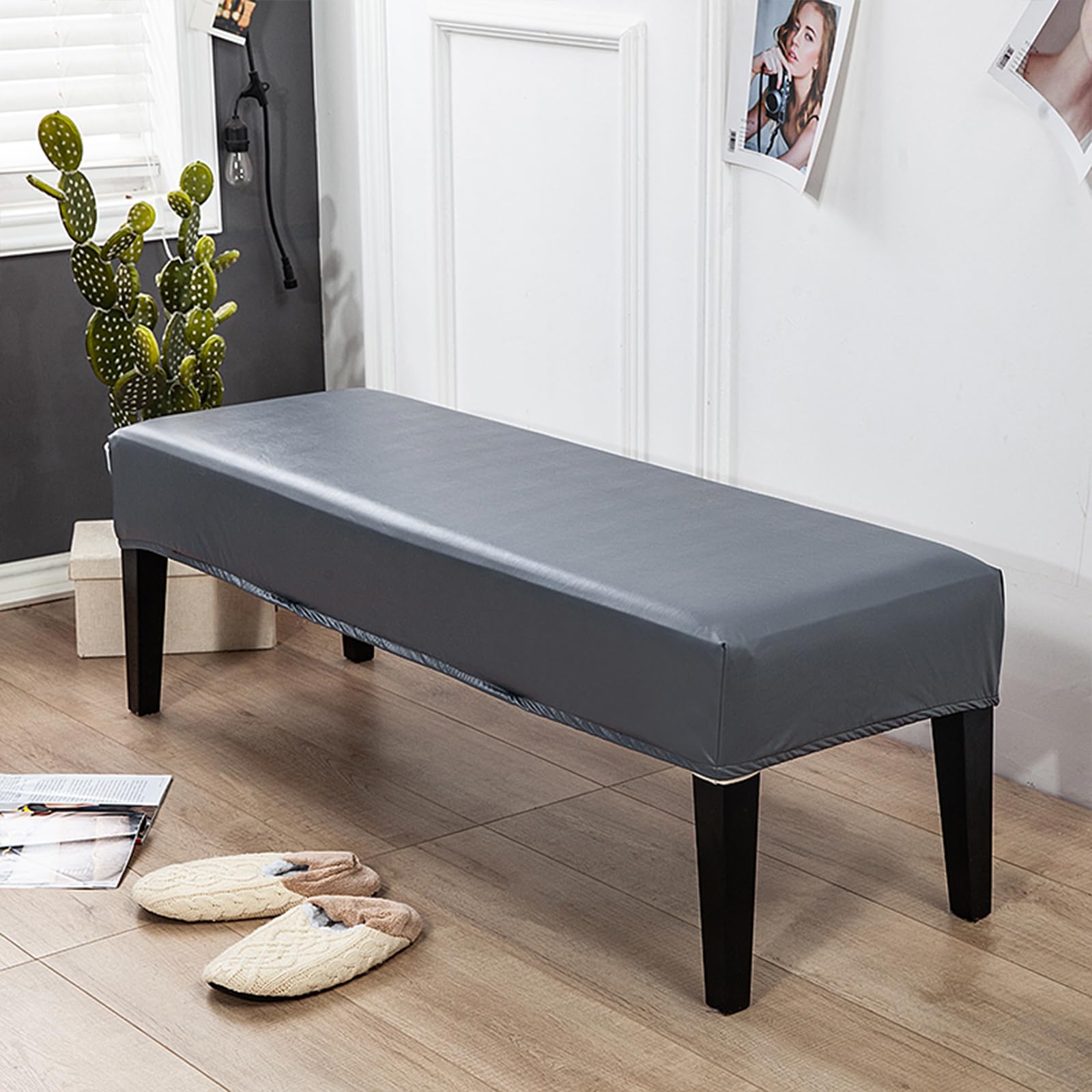 Housse de banc rectangulaire gris pour renouveler le salon et la chambre