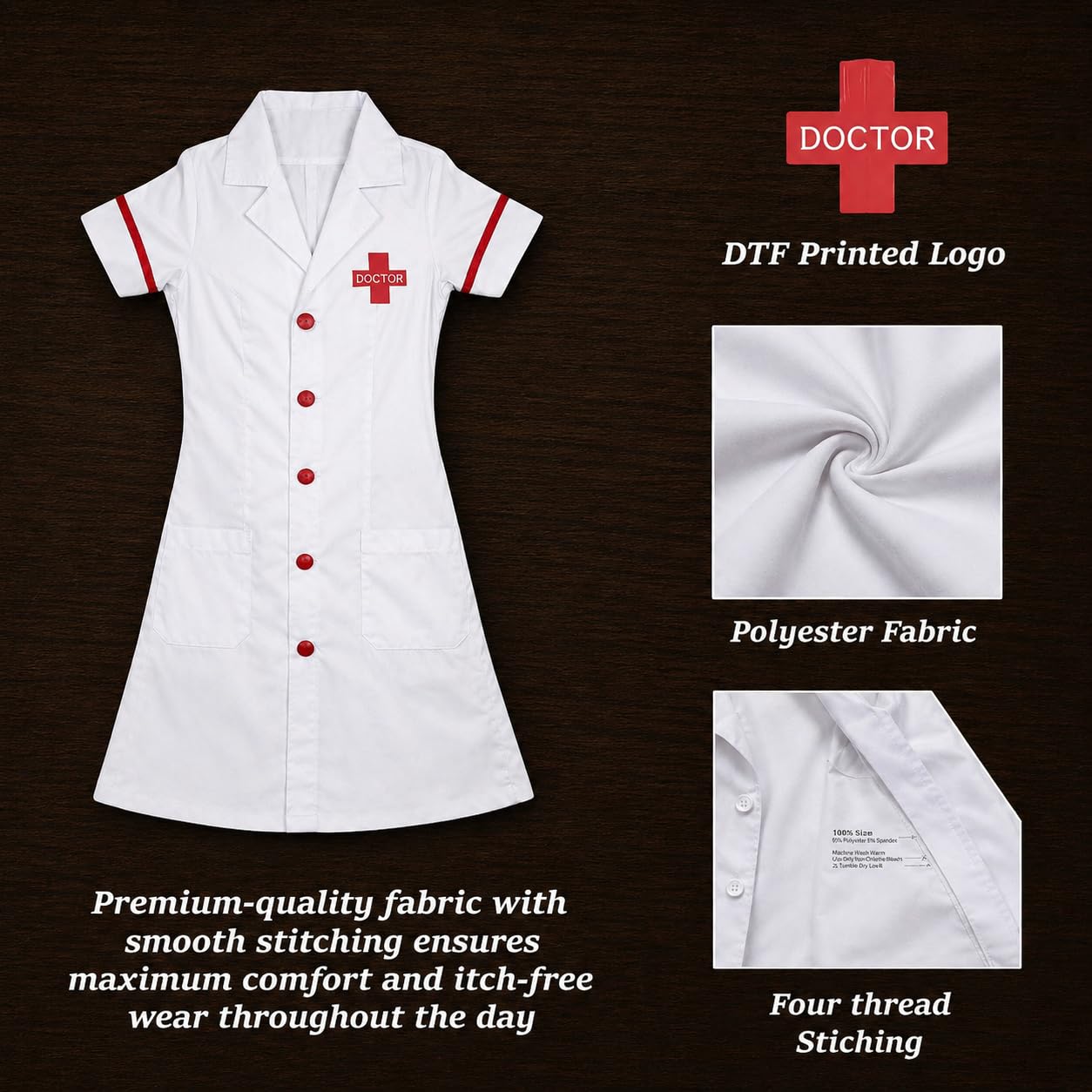 Rudra Fancy Dress Kids Doctor Coat and Nurse Dress Set for Boys & Girls | Fancy Dress Costume | School Competition Role Play Outfit (C-Nurse + 4 Accessories, 3-4 Years) 2