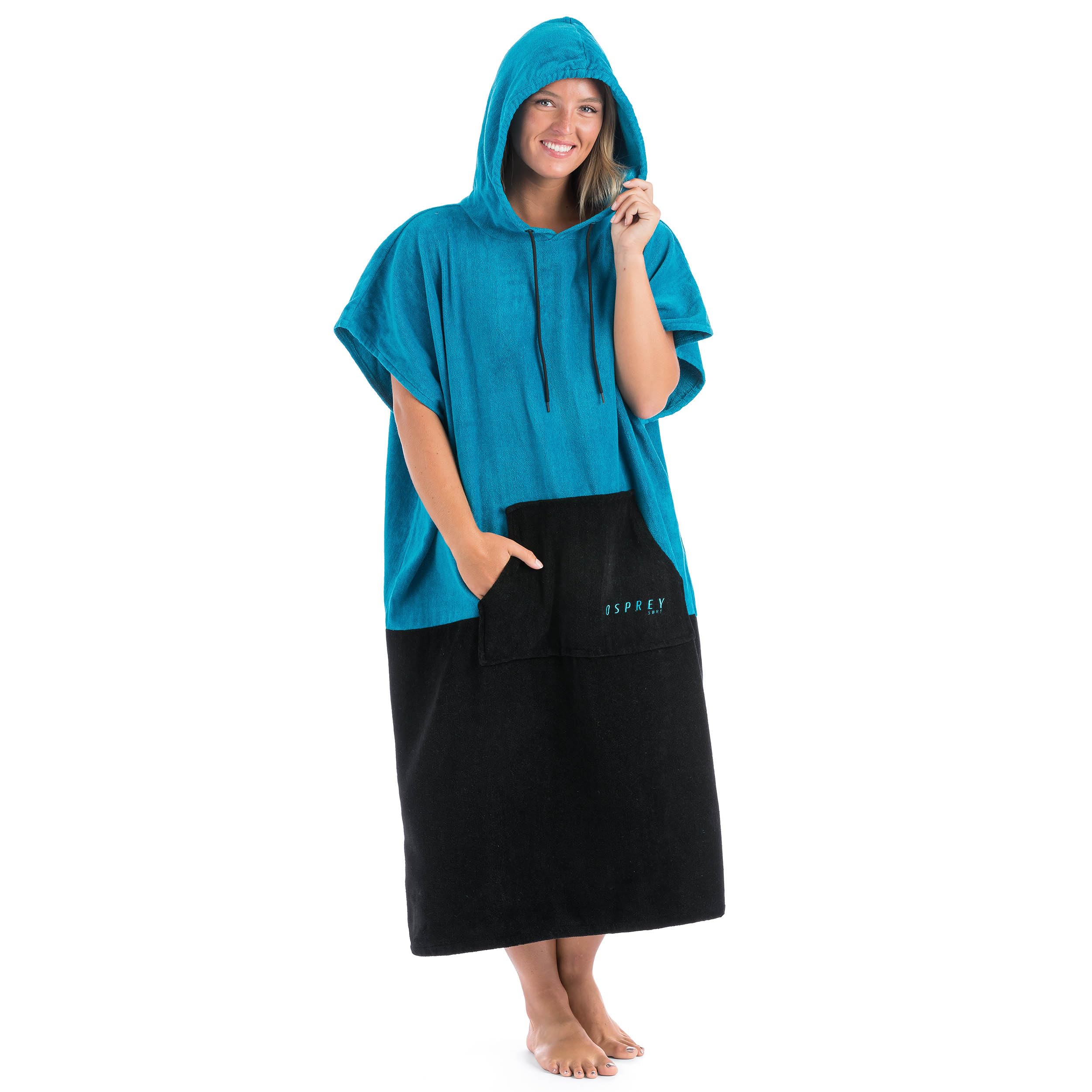 Osprey Serviette Poncho | Poncho de Surf à Capuche Unisexe Peignoir de Plage pour Hommes et Femmes Surf Natation avec Sac Intégré Plusieurs Couleurs