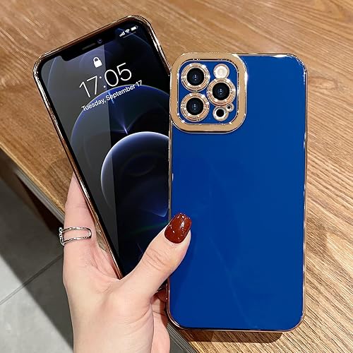 Miniatura 6 de Lafunda Funda compatible con iPhone 12 Pro Max, bonita funda de lujo chapada para mujer, con ribete dorado, estética, femenina, protección completa