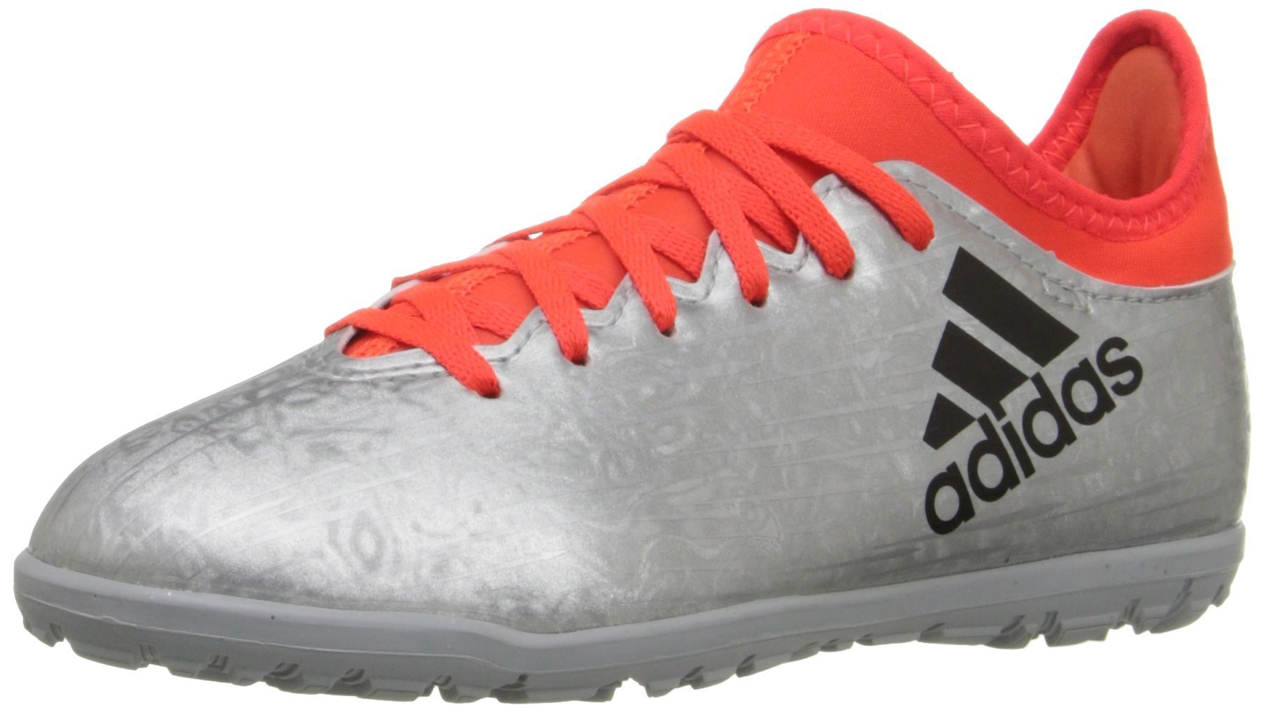 adidas Performance Kids' X 16.3 Turf Soccer Shoe (Little Kid/Big Kid), Silver Metallic/Black/Indoorfrared, 1 M US Little Kid