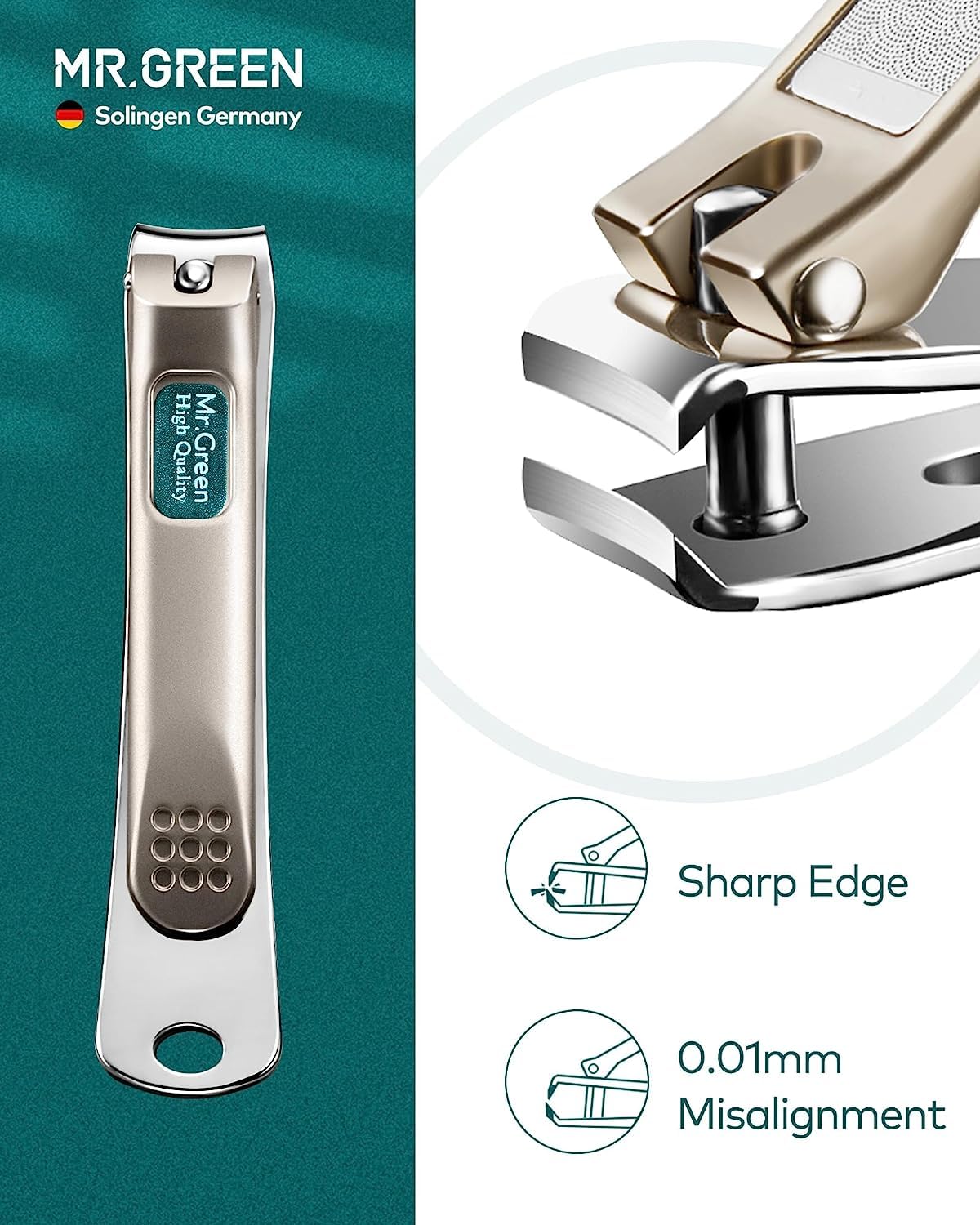 MR.GREEN Maniküre Set Männer, 4Pcs Nagelknipser mit Lederetui, Solingen Edelstahl Fingernagel Fußnägel Knipser