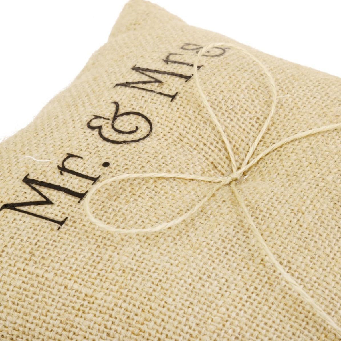 SHOWERORO Rustic Wedding Ring Bearer Pillow with Mr and Mrs Letters