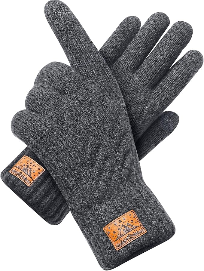 CHENMEI Winter Gloves for Men Women-Warm TouchScreen Cold Weather Gloves,Wool Knit Thermal Adults Gloves for Driving Texting