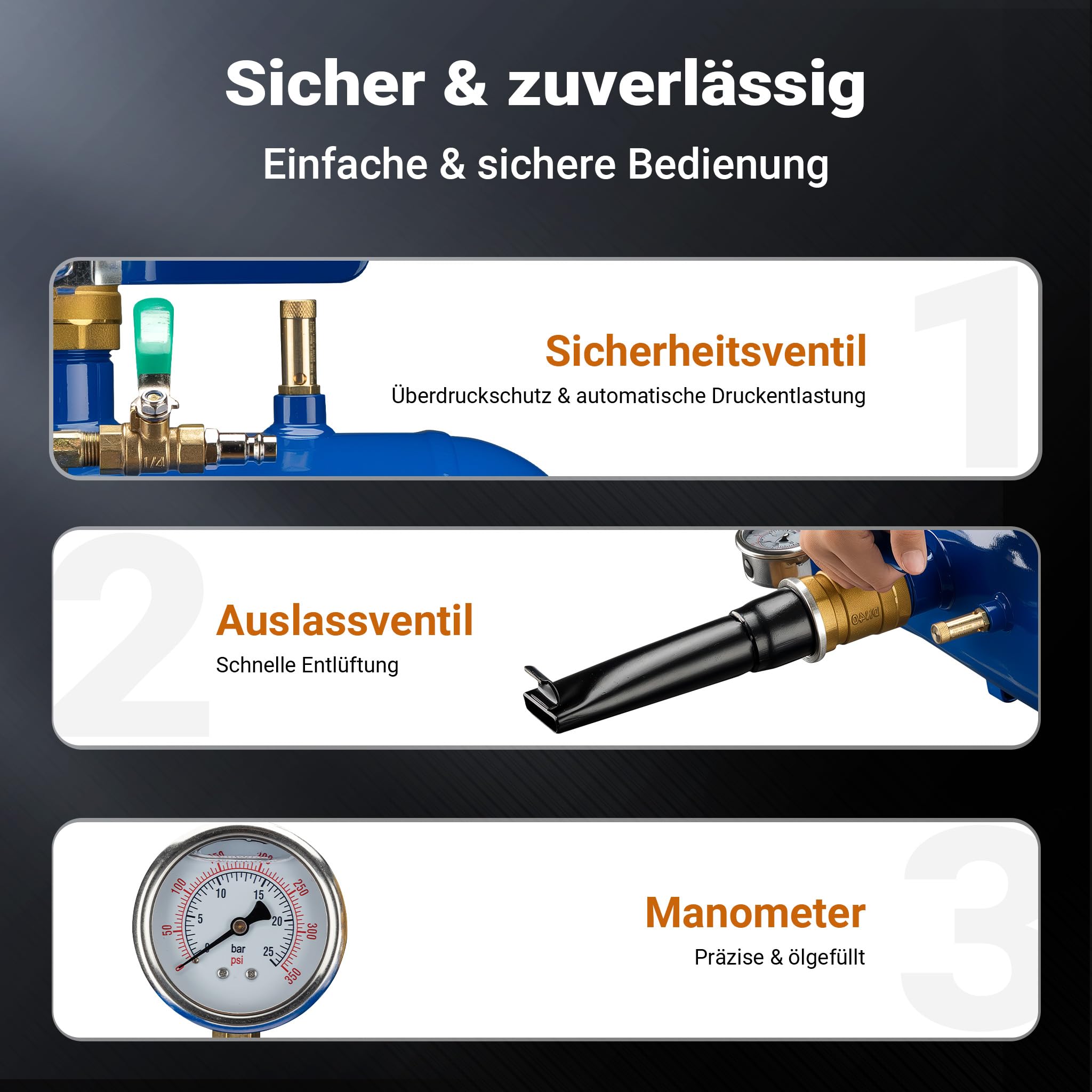 Wiltec Reifen-Booster 32,5 l, Druckluft Reifenbefüller 6-8 bar Arbeitsdruck, 46 x 30 cm, für Verschiedene Reifen, Reifenfüllkanone max. 10 bar