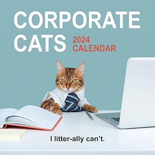 TF PUBLISHING Calendario de pared de gatos corporativos 2024  Rejillas grandes para citas y programación  Calendario mensual vertical de pared 2024