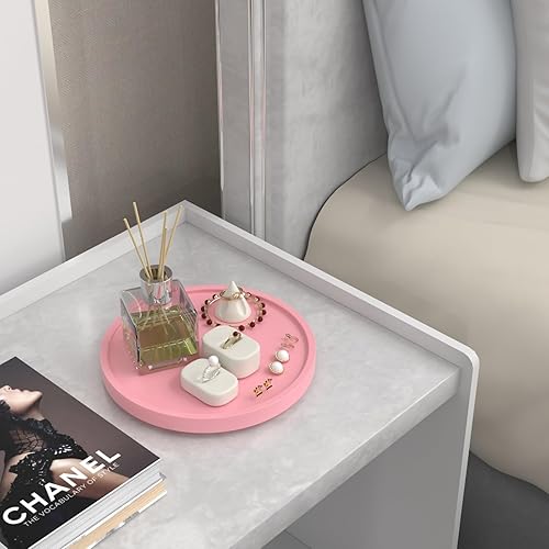 Miniatura 4 de Bandeja giratoria de 360 para tocador de baño, bandeja giratoria de bambú de 9 pulgadas para perfume, vela, jabón, bandejas para el cuidado de la