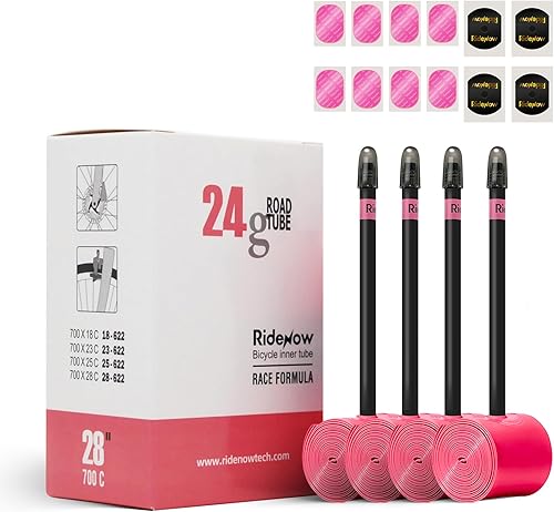 Miniatura 11 de Ridenow 4-Pack Bike Inner Tube for 700/18C-28C, 700/18C-32C with 65/85 mm Metal &TPU Presta Valves for Road Bikes, Super Light Puncture Resistant