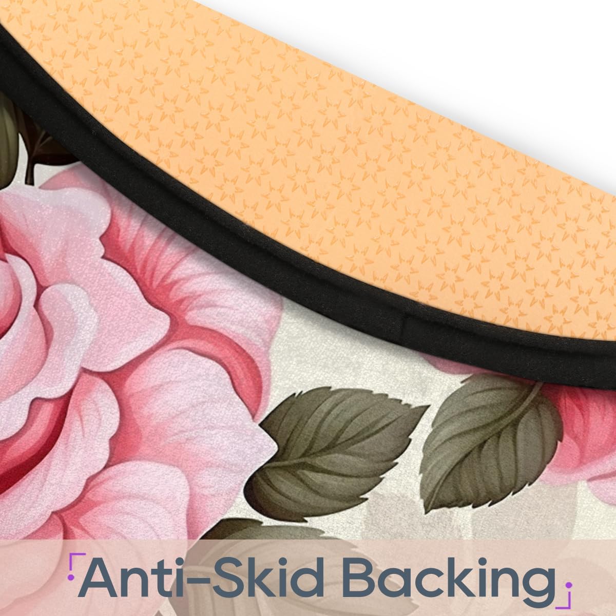 Pink Rose Round Area Rug 5Ft Spring Flower Non-Slip Circle Rugs Soft Washable Carpet Floor Mat for Bedroom Living Room Indoor Outdoor Nursery