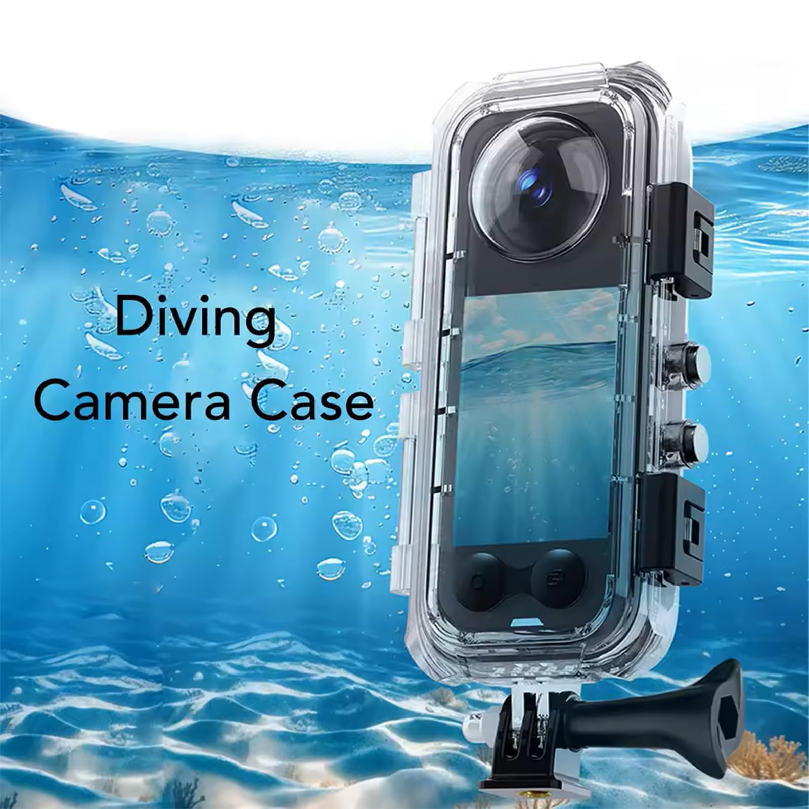 Wasserdichtes Gehäuse für Insta 360 X5 Action Kamera Tauchen, 45 m, unsichtbare Unterwasser-Schutzhülle für Insta360 X5 mit Halterungszubehör und Anti-Beschlag-Einsätzen