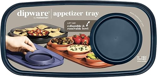 madesmart dipware - Bandeja pequeña para servir con cuenco plegable y extraíble para aperitivos y aperitivos bandeja reutilizable para aperitivos