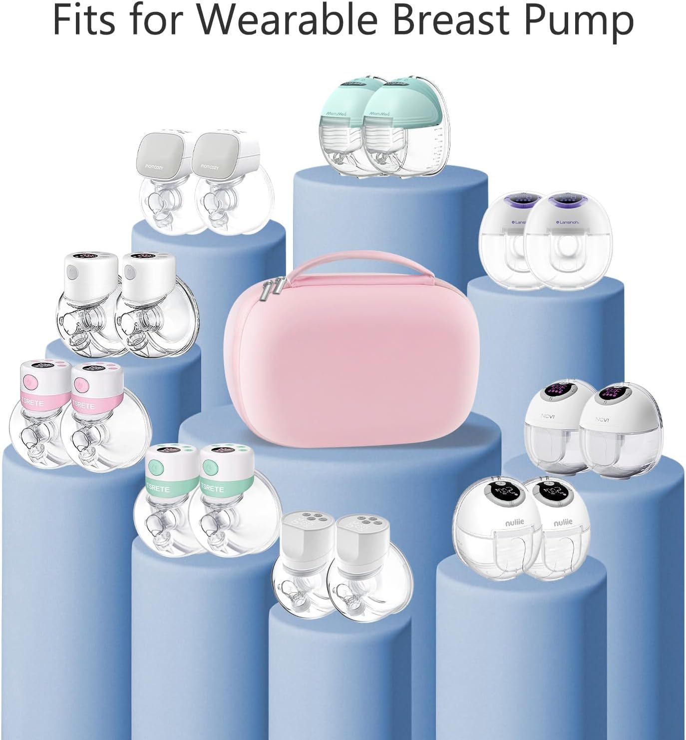 Gowing Wearable Breast Pumps Carrying Case, Hard Shell Case with Removable Tray, Watertight Breast Pump Storage Bag Compatible with Most of Wearable Breast Pumps, Holds 2 Pumps, Pink