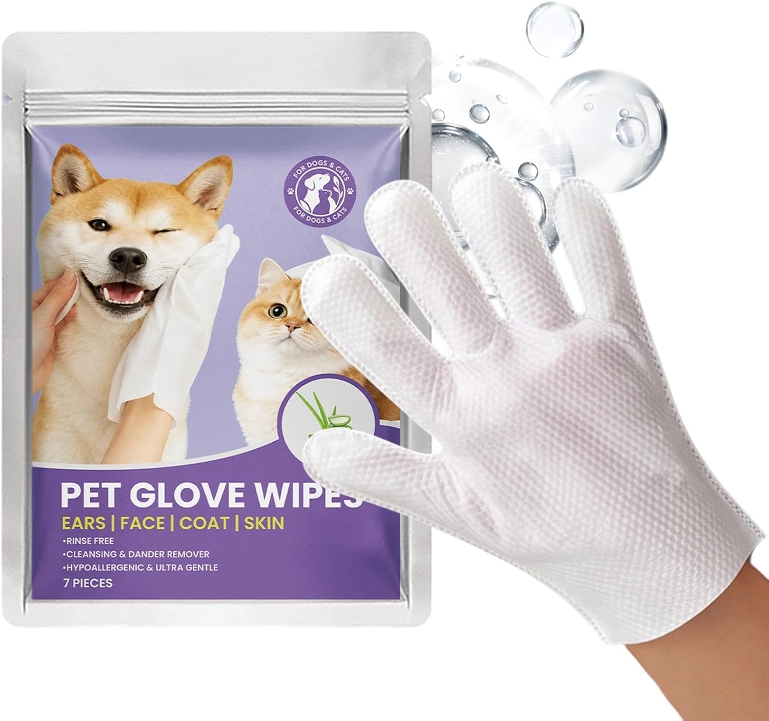Dog Glove Wipes Gentle Nourishing Cleaning Grooming