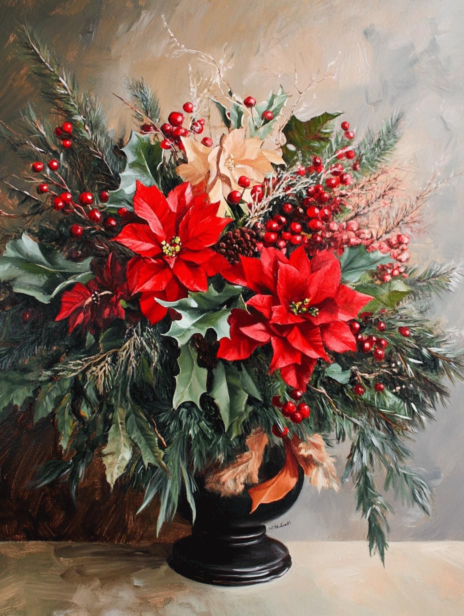 Tableau diamant fleurs rouges pour salon chaleureux - 7