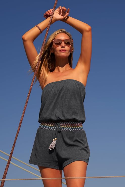 Soluna Swim Women's Sunshine Romper, Casual, Off Shoulder, Beach Cover Ups for Women