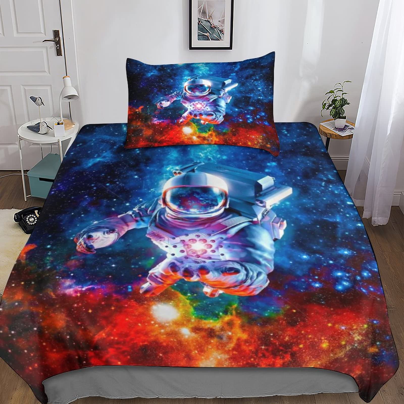 Housse de couette astronaute 135x200 microfibre pour lit enfant
