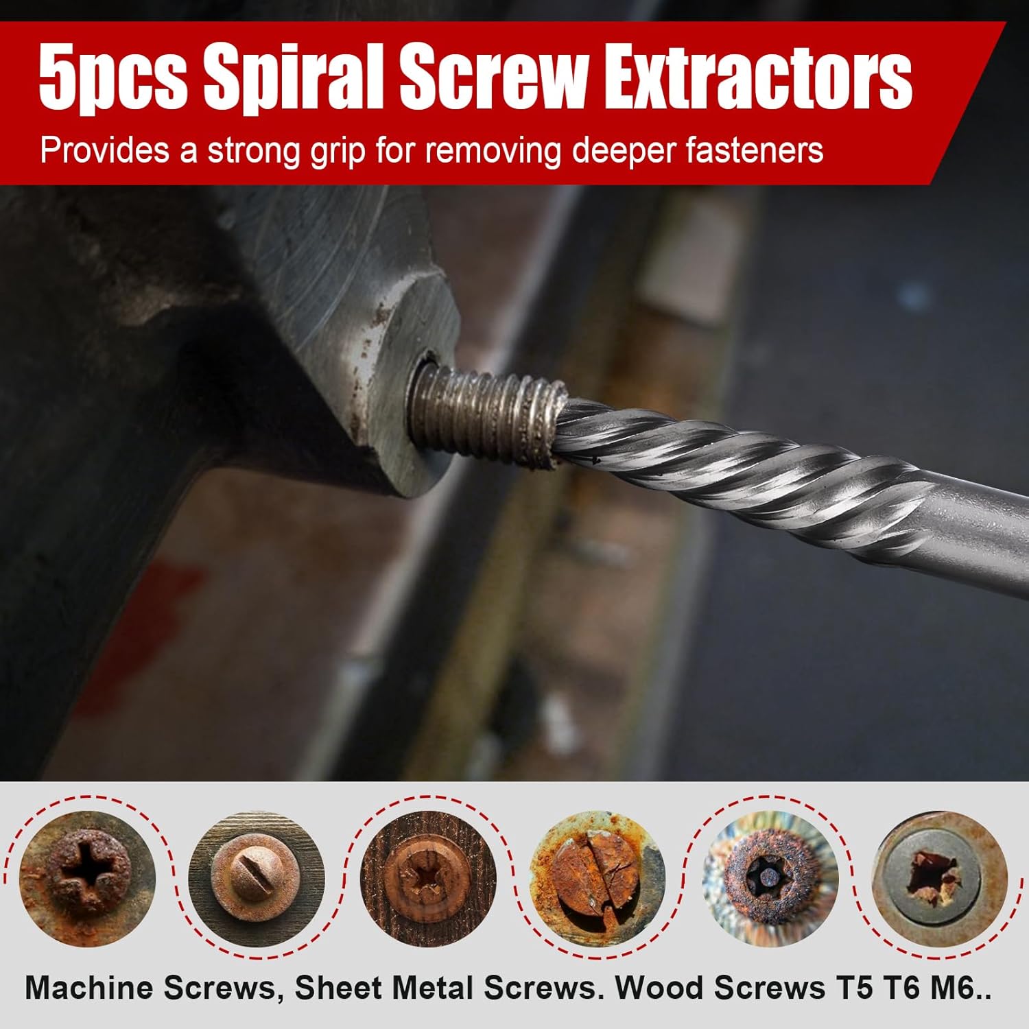 15Pcs Screw Extractor Set, Easy Out Extractor Set, Left Hand Drill Bit Hex Head Extractor, Cobalt HSS Steel Kit for Stripped Screws and Broken Bolts