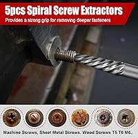 Vista 4 de 15Pcs Screw Extractor Set, Easy Out Extractor Set, Left Hand Drill Bit Hex Head Extractor, Cobalt HSS Steel Kit for Stripped Screws and Broken Bolts