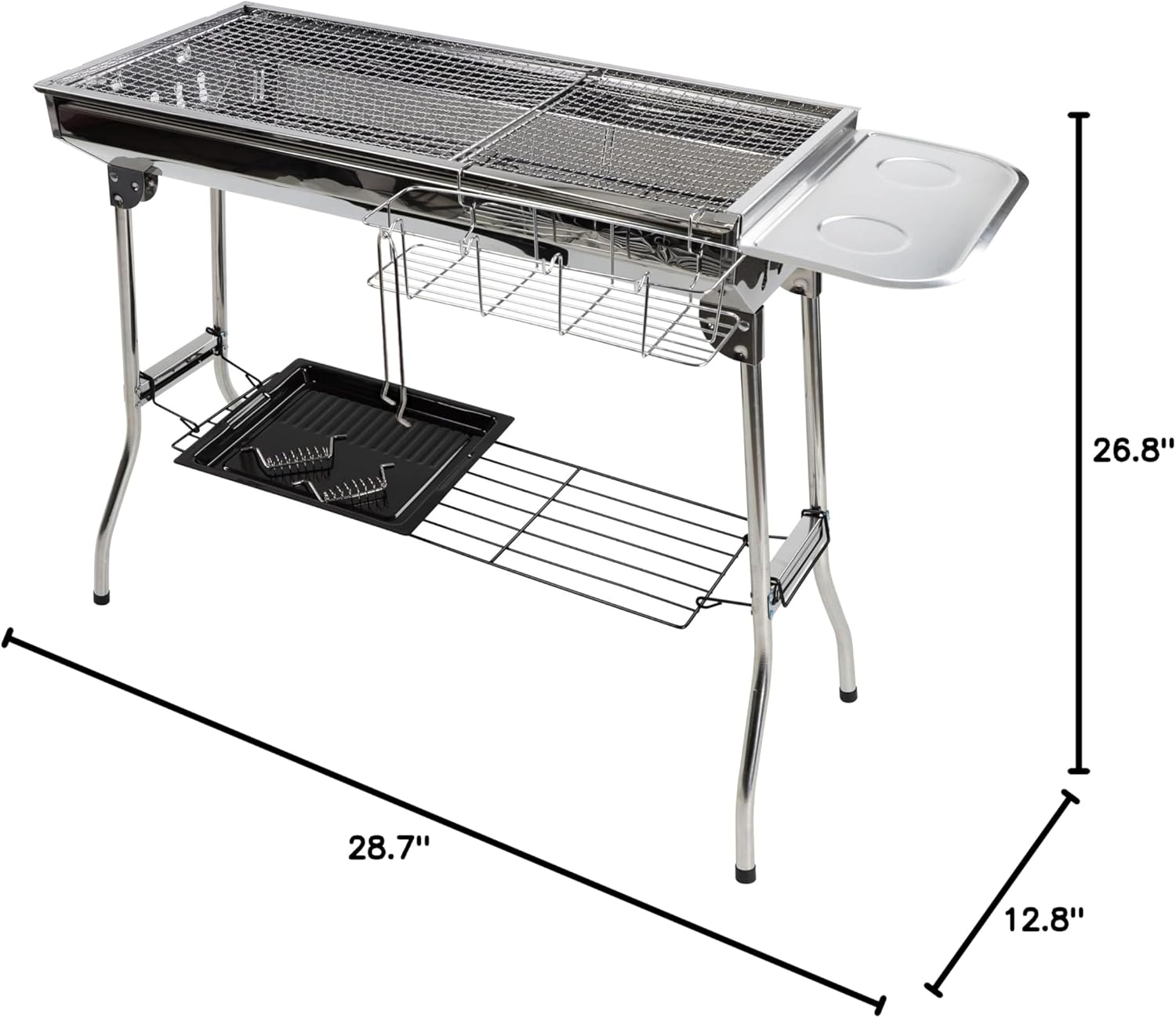 Portable Charcoal Grill for Camping - 26.8in Tall Foldable BBQ Grill with Charcoal Fuel for Travel and Home