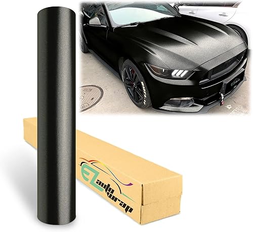 Película adhesiva de vinilo de perlas satinadas metálicas de 4 x 8 pulgadas (3.9 in x 7.9 in), color negro mate mate para automóvil, autoadhesiva,