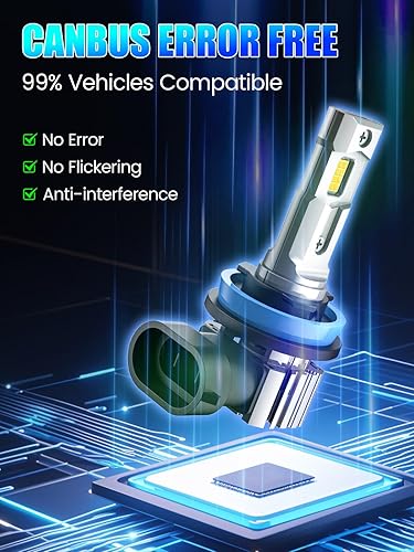 Miniatura 7 de RCJ Bombillas LED H11, luces H8 H9 H16, 60 W, 16000 lm, luz antiniebla, 6000 K, blanco frío, reemplazo halógeno con ventilador de refrigeración,