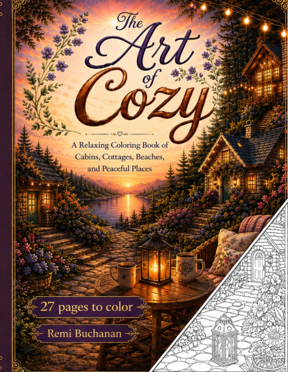 The Art of Cozy: Cabins, Cottages, Beaches, and Peaceful Places: A Coloring Book