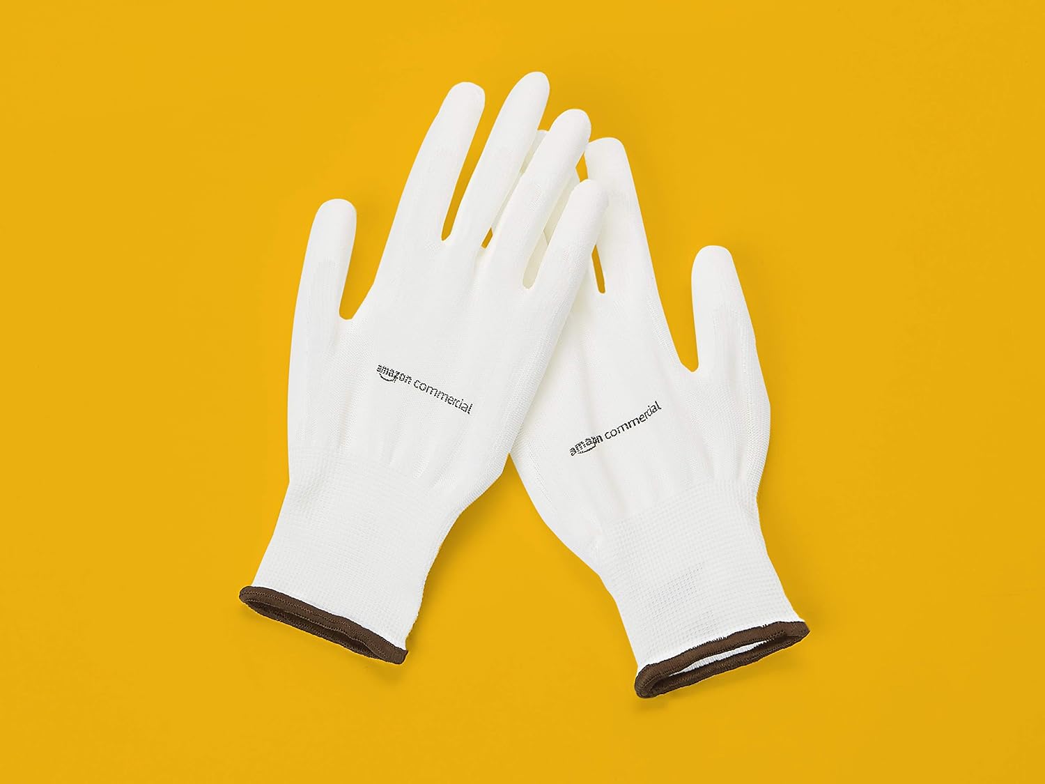 AmazonCommercial 13G Polyester & PU Coated Gloves (White), Size L, 12 Pairs