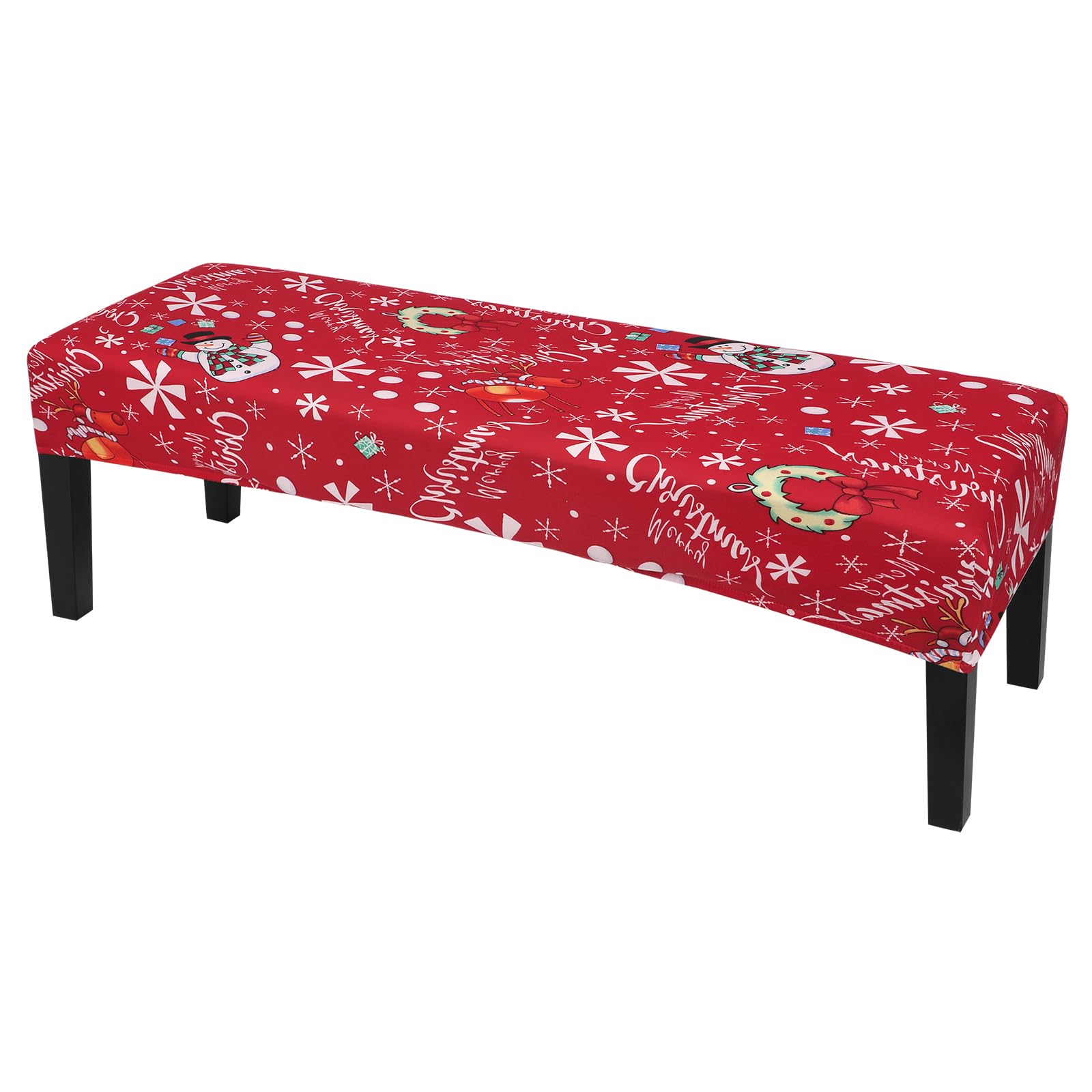 SearchI Christmas Dining Bench Cover, Stretch Washable Long Bench Seat Covers, Rectangle Dining Table Bench Slipover for Dining Room, Living Room, Kitchen(Snowman)