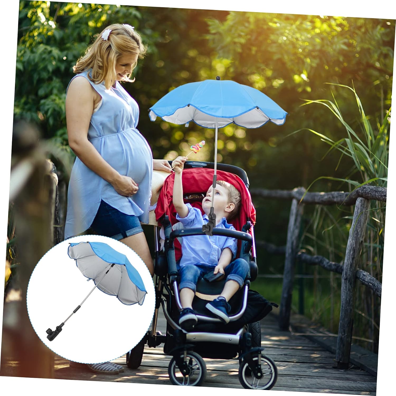 Milisten Stroller Umbrella Sun Shade for Newborns Clip-On Canopy in Sky Blue Portable UV Protection for Baby Strollers Chairs and Beach Use