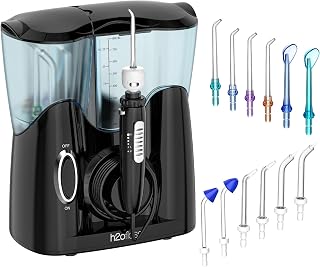 H2ofloss Countertop Water Flosser for Teeth, for Daily Family Oral Care | 800ML Large Water Tank, 5 Settings, 13 Multifunctional Tips, Built-In Nozzle Storage, Quiet Operation, Braces Cleaning, Black